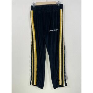Palm Angels Women's Size XL (10 ) Chenille‎ Velour Track Pants Yellow Stripes